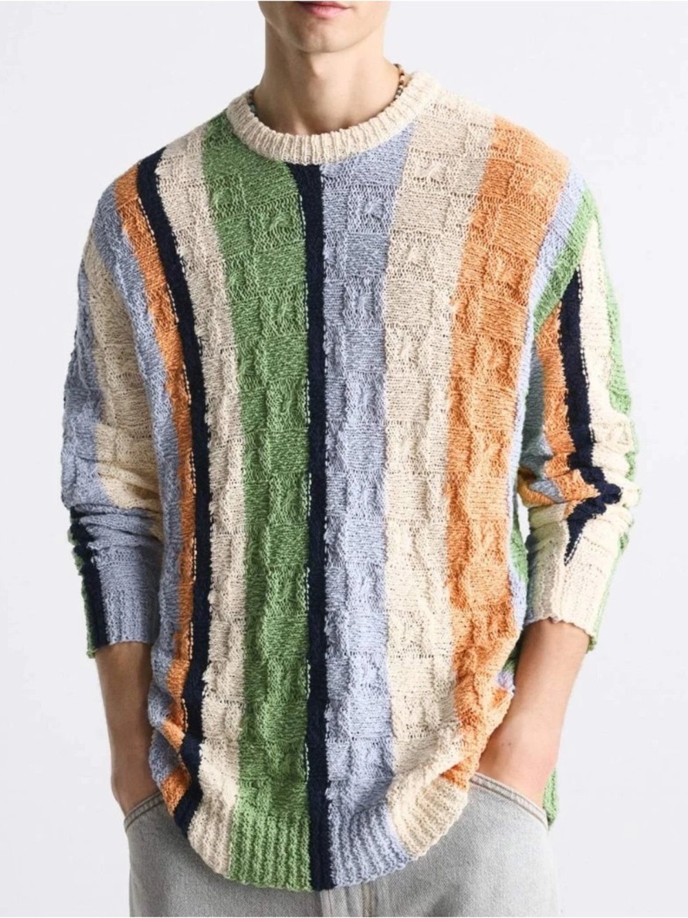 Men’s Zara Multicolor Striped Knit Sweater Size XL